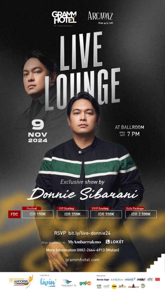 Kalender Event November 2024 di Yogyakarta, Donnie Sibarani di GRAMM HOTEL Yogyakarta