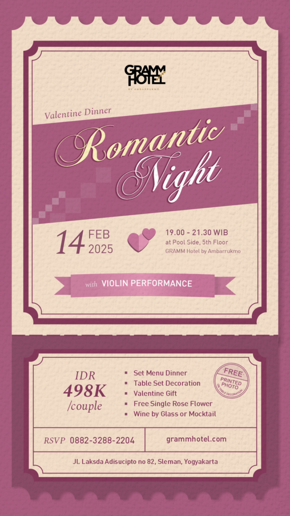 Romantic Dinner Valentine di GRAMM HOTEL by Ambarrukmo Yogyakarta