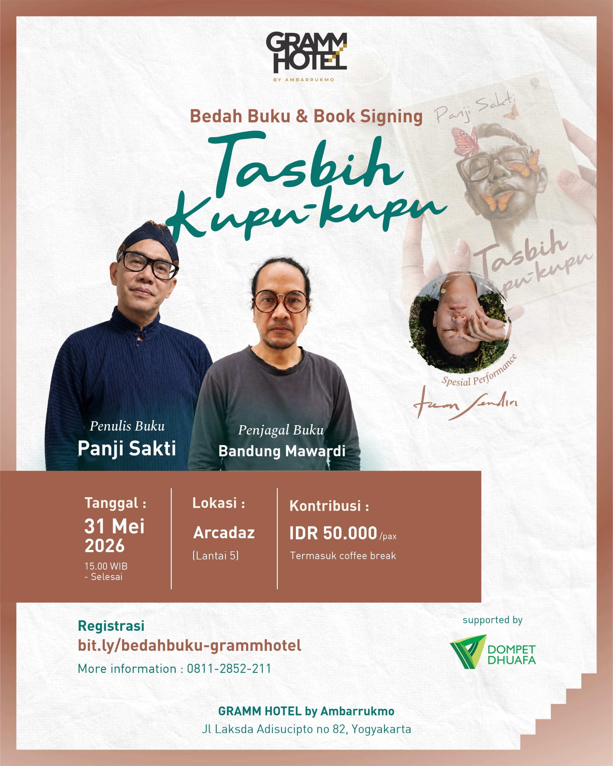 Bedah Buku Tasbih Kupu-Kupu Karya Panji Sakti Hadir di GRAMM HOTEL by Ambarrukmo Yogyakarta